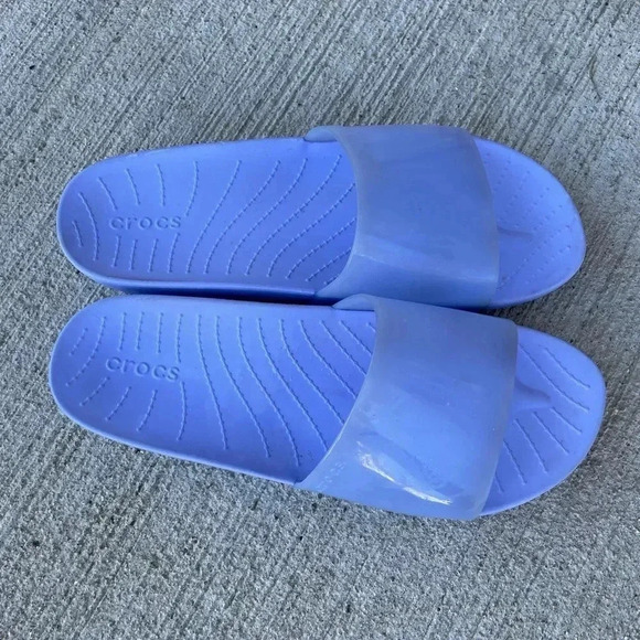 CROCS Womens Blue Slides Size 8 - Picture 2 of 6